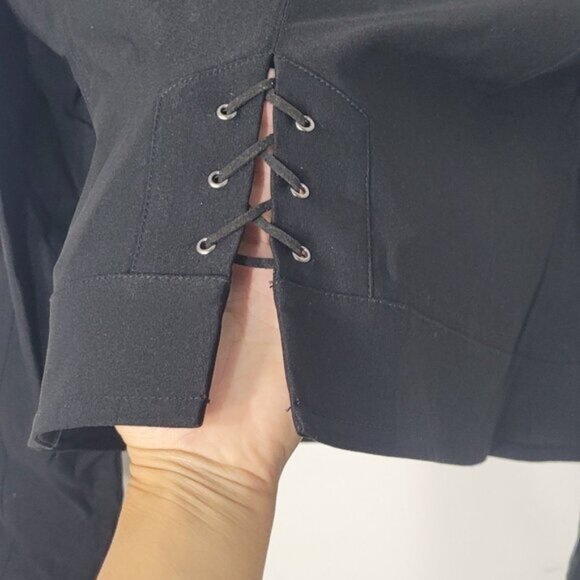 Laura Black Blazer Pockets Collar Single Breasted Business Casual Jacket Size 12 - Picture 7 of 14